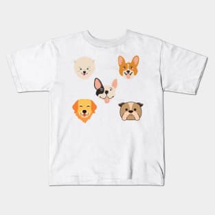 colorful dog faces design Kids T-Shirt